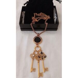 NIB Vintage Joan Rivers Heraldic Victorian Keys Necklace Classic Pendant New